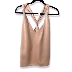 ASOS DESIGN - SATIN CAMI WITH KNOT DETAIL & CROSS BACK IN BLUSH